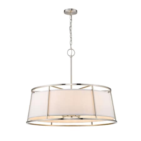Z-Lite Lenyx Pendant 8 Light Pendant, Brushed Nickel & White 1935-32BN